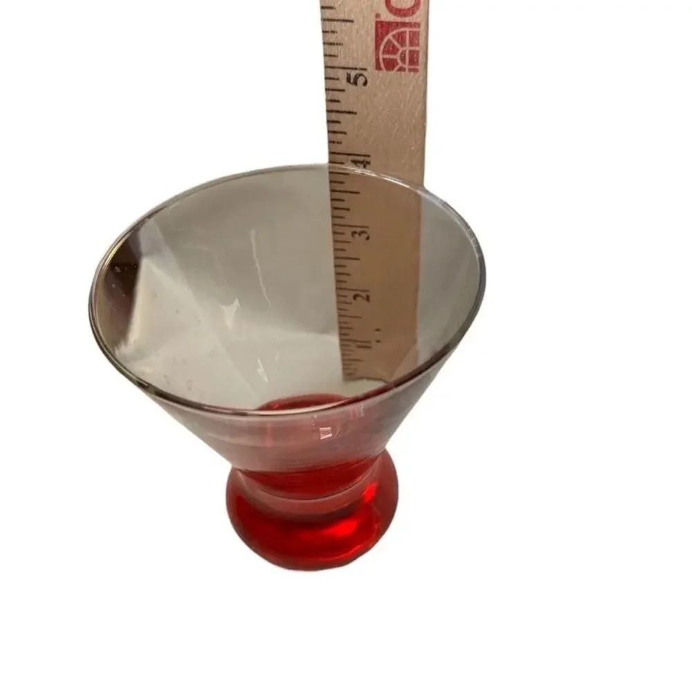 Vintage Colored Base Cocktail Glasses Set of 4 Hand Blown Style Red Green Purple